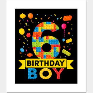 Kids 6 Year Old Building Blocks 6Th Birthday Boy Posters and Art